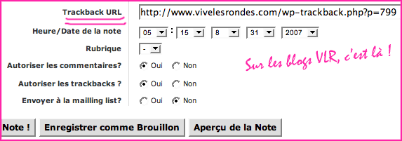 trackback sur un blog VLR