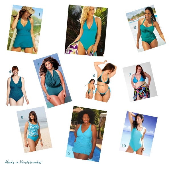 Turquoise et maillot de bain grande taille 34