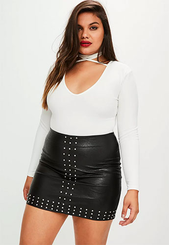 Jupe grande taille en simili cuir
