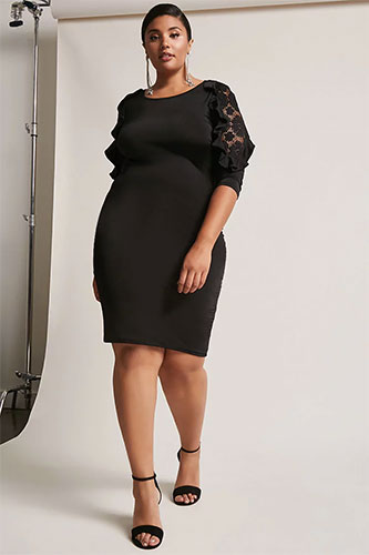 Robes noires grande taille en dentelle