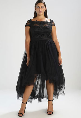 Robes noires grande taille en dentelle