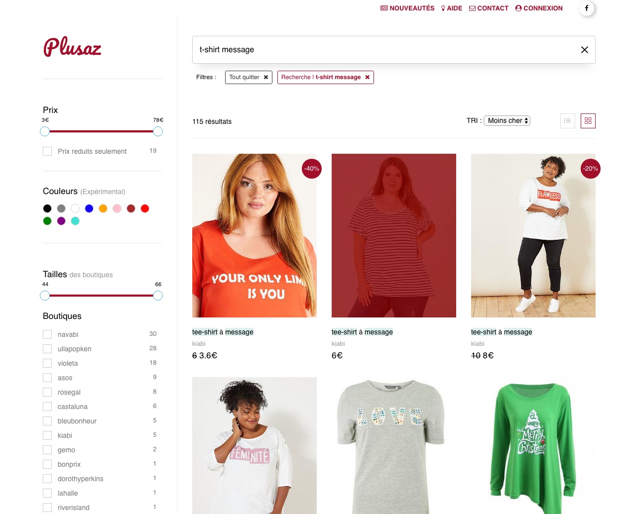 PlusAZ.shop : Le moteur de recherche de vêtements grande taille