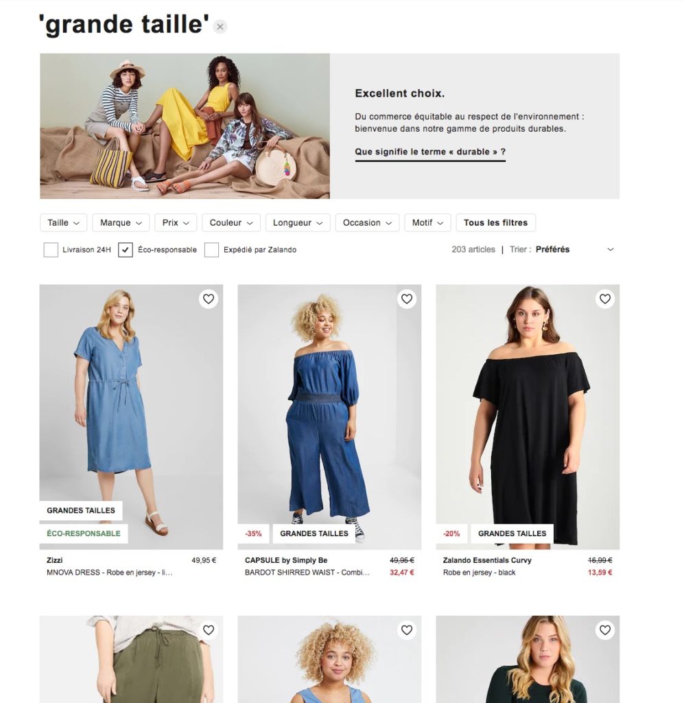 Zalando aussi a sa collection grande taille eco responsable 38